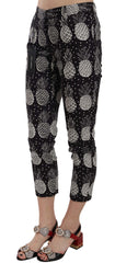 Dolce & Gabbana Schwarze Caprihose mit Ananas-Print und schmaler Passform