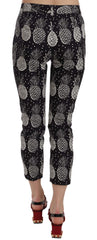Dolce & Gabbana Schwarze Caprihose mit Ananas-Print und schmaler Passform