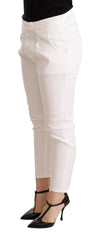 CYCLE Witte Mid Waist Slim Fit Skinny Katoenen Stretch Broek