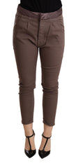 CYCLE Brown Mid Waist Cropped Skinny Stretch Trouser