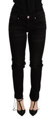 Acht schwarze Low-Waist Skinny-Jeans