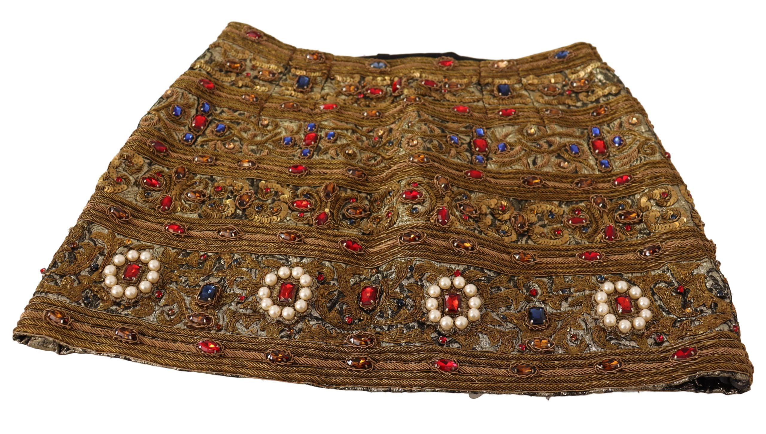 Dolce & Gabbana Rock mit hoher Taille aus goldfarbenem Kristalljacquard