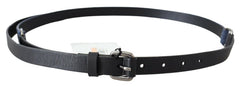 Costume National Black Blue Leder Silber Logo Gürtel