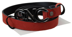Costume National Rot Schwarz Leder Schwarz Logo Schnalle Blutgürtel