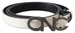 Costume National Gürtel Metallic Grau Leder Logogürtel