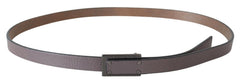 Costume National Brauner Leder-Taktik-Gürtel mit Logo und Schraubverschluss