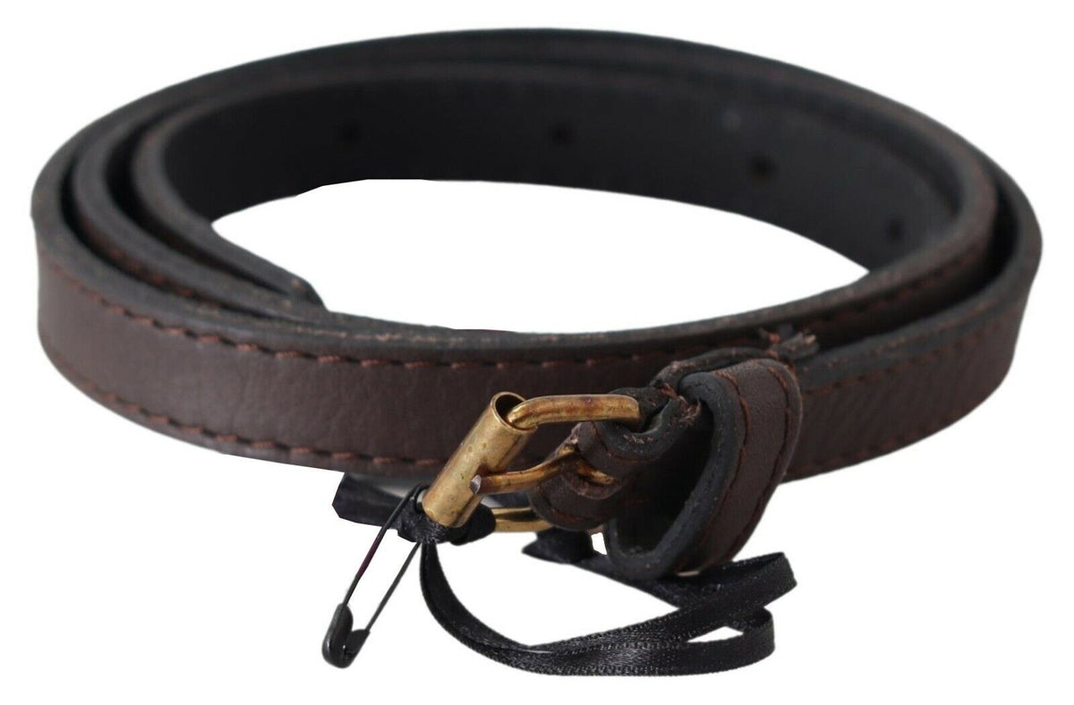 MILA SCHÖN Brown Genuine Leather Skinny Fashion Dark