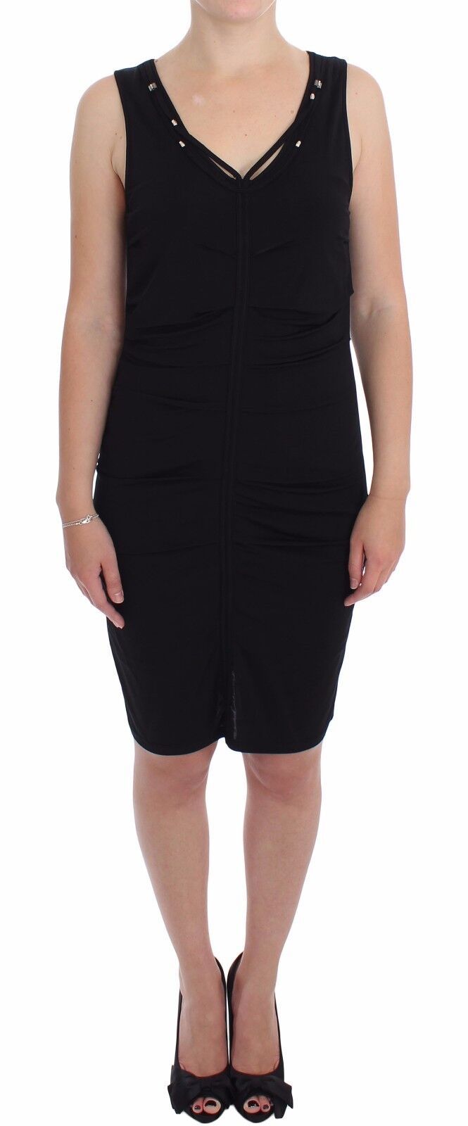 Roccobarocco Schwarzes Stretch-Wiggle-Bleistift-Scheiden-Bodycon-Kleid