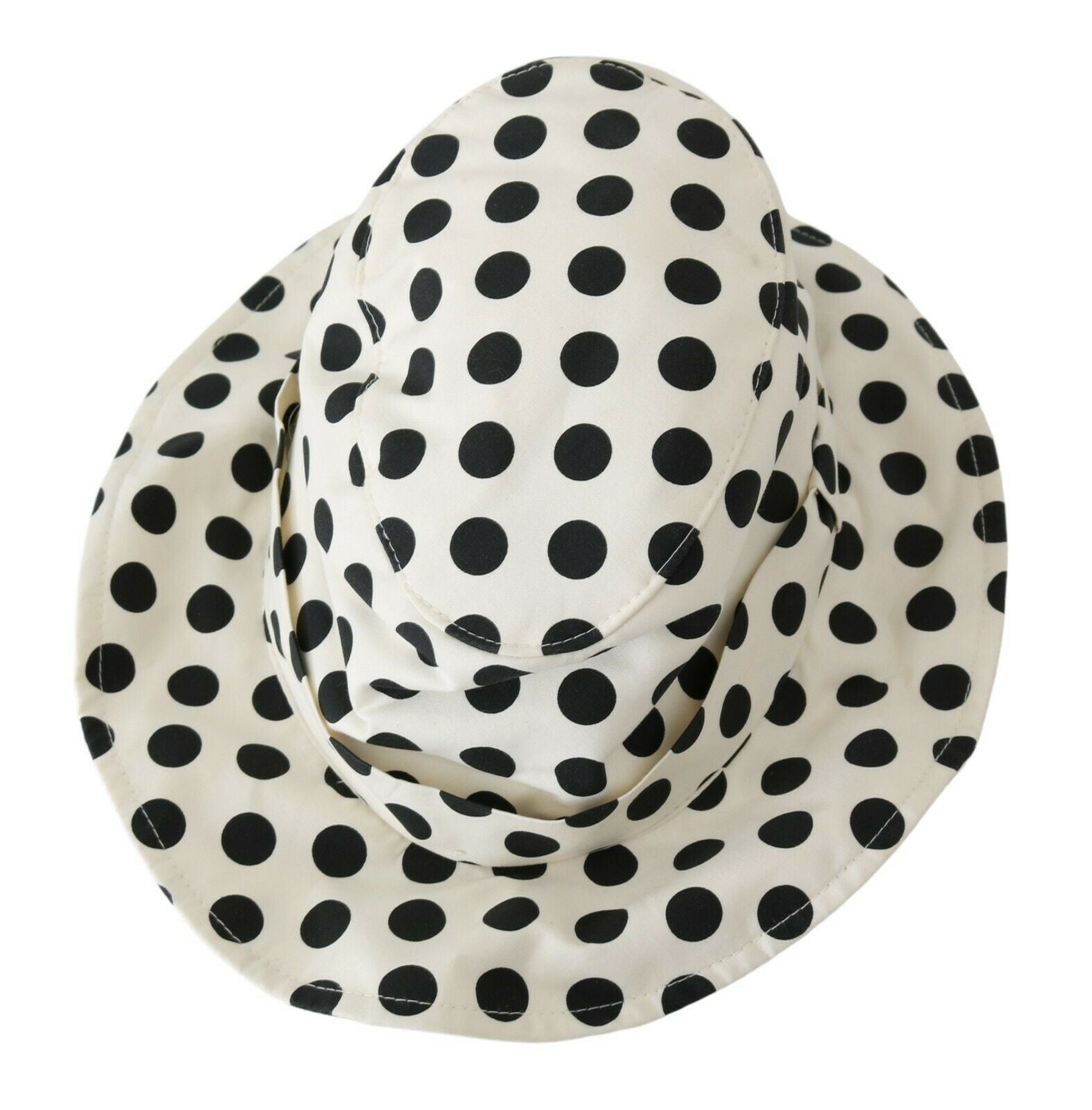 Dolce & Gabbana Weißer Trilby-Hut aus 100 % Baumwolle mit Tupfenmuster