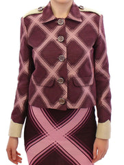 House of Holland Karierter Trenchcoat Blazer Lila Jacke