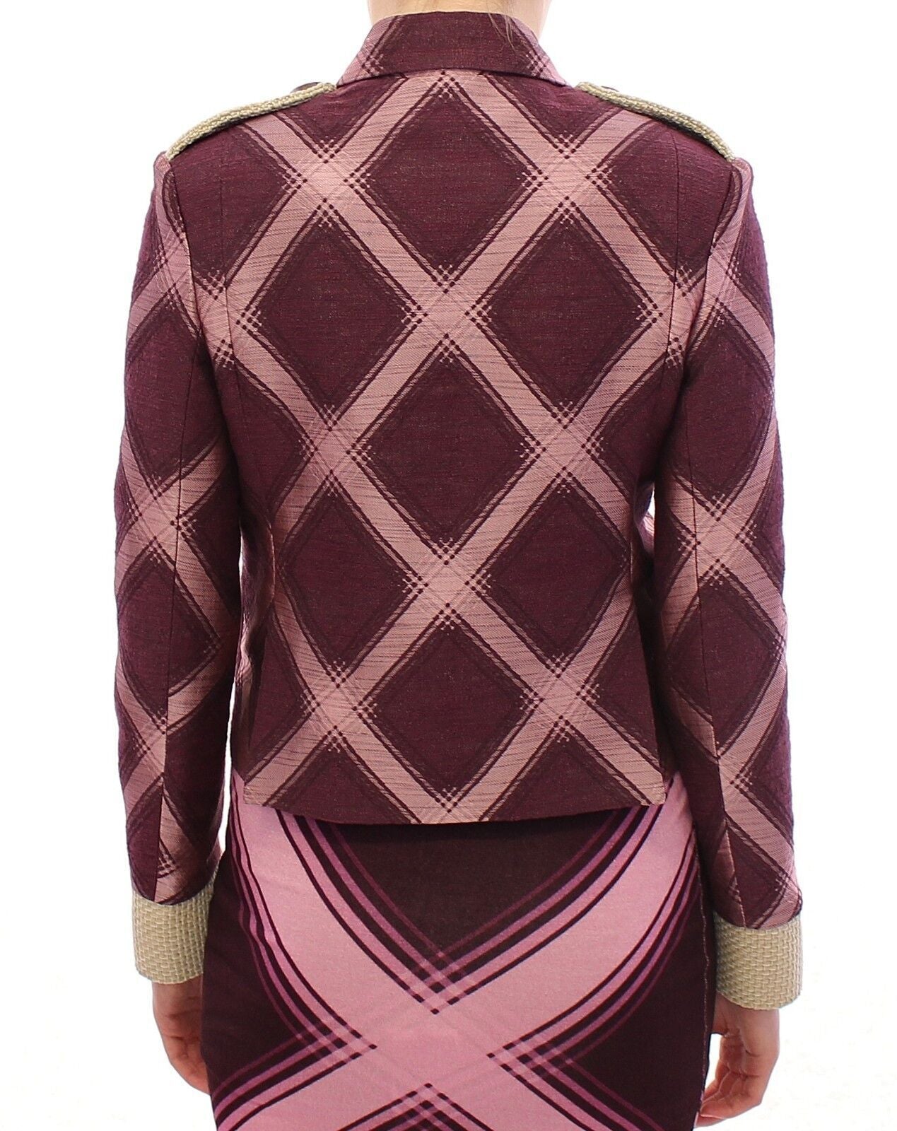House of Holland Karierter Trenchcoat Blazer Lila Jacke