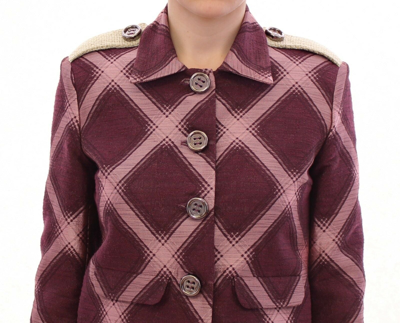 House of Holland Karierter Trenchcoat Blazer Lila Jacke