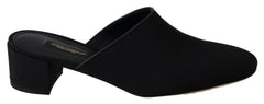 Dolce & Gabbana Schwarze Grosgrain Pantoletten Sandalen Damen Schuhe