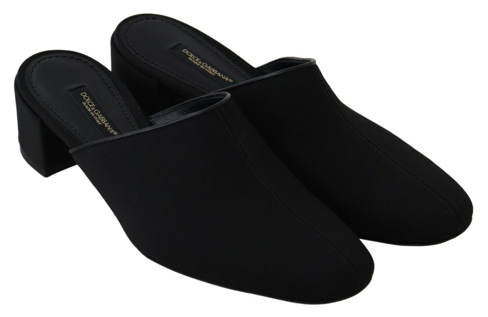 Dolce & Gabbana Schwarze Grosgrain Pantoletten Sandalen Damen Schuhe