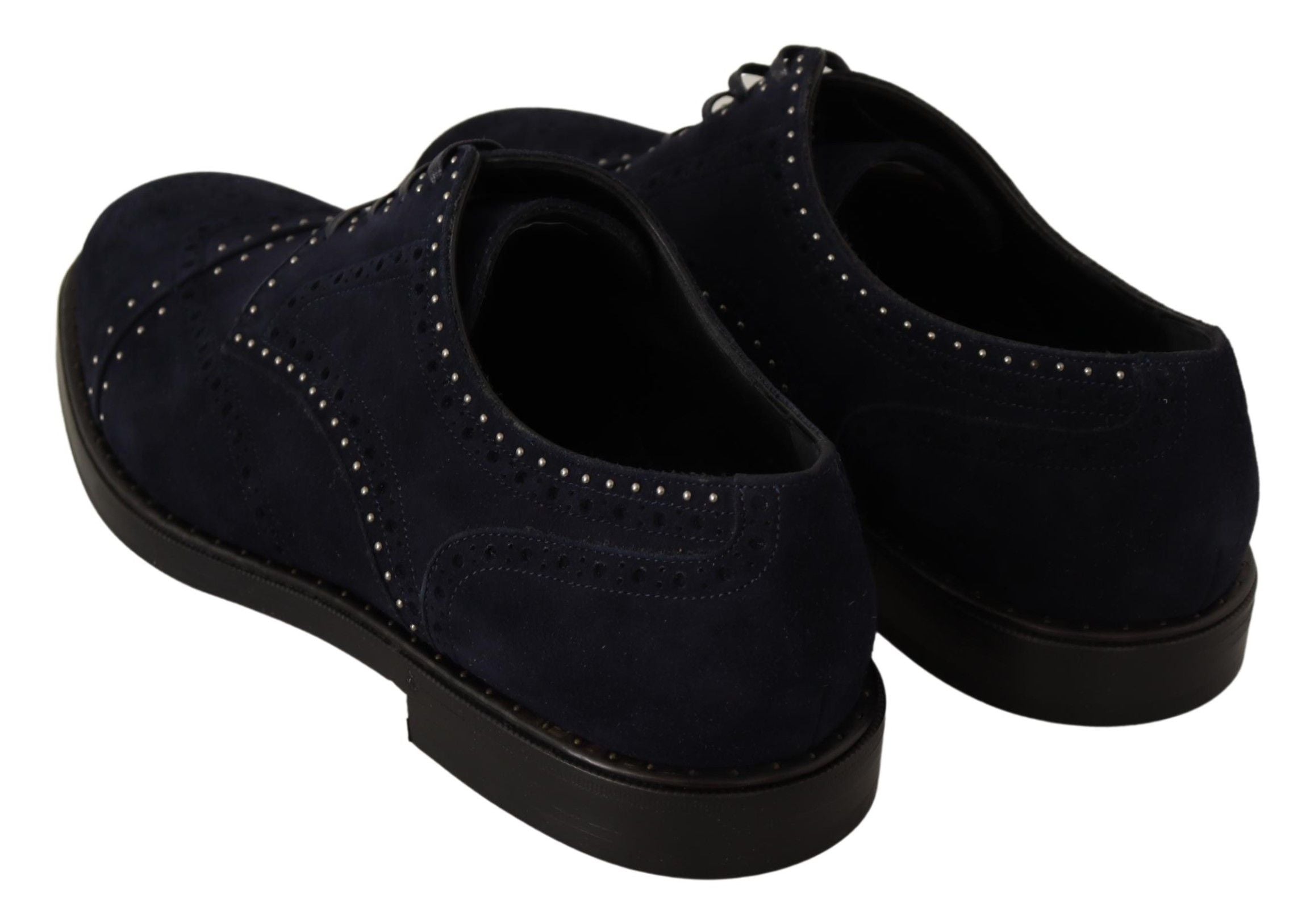 Dolce & Gabbana Blauw Suède Leren Derby Schoenen Met Studs
