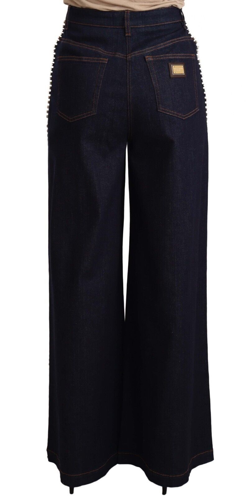 Dolce & Gabbana Dunkelblaue Jeans mit ausgestelltem Bein und Kristallverzierung