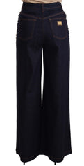 Dolce & Gabbana Dunkelblaue Jeans mit ausgestelltem Bein und Kristallverzierung