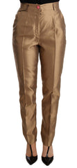 Dolce & Gabbana Goldene Seidenhose, schmal zulaufend, Metallic