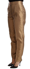 Dolce & Gabbana Goldene Seidenhose, schmal zulaufend, Metallic