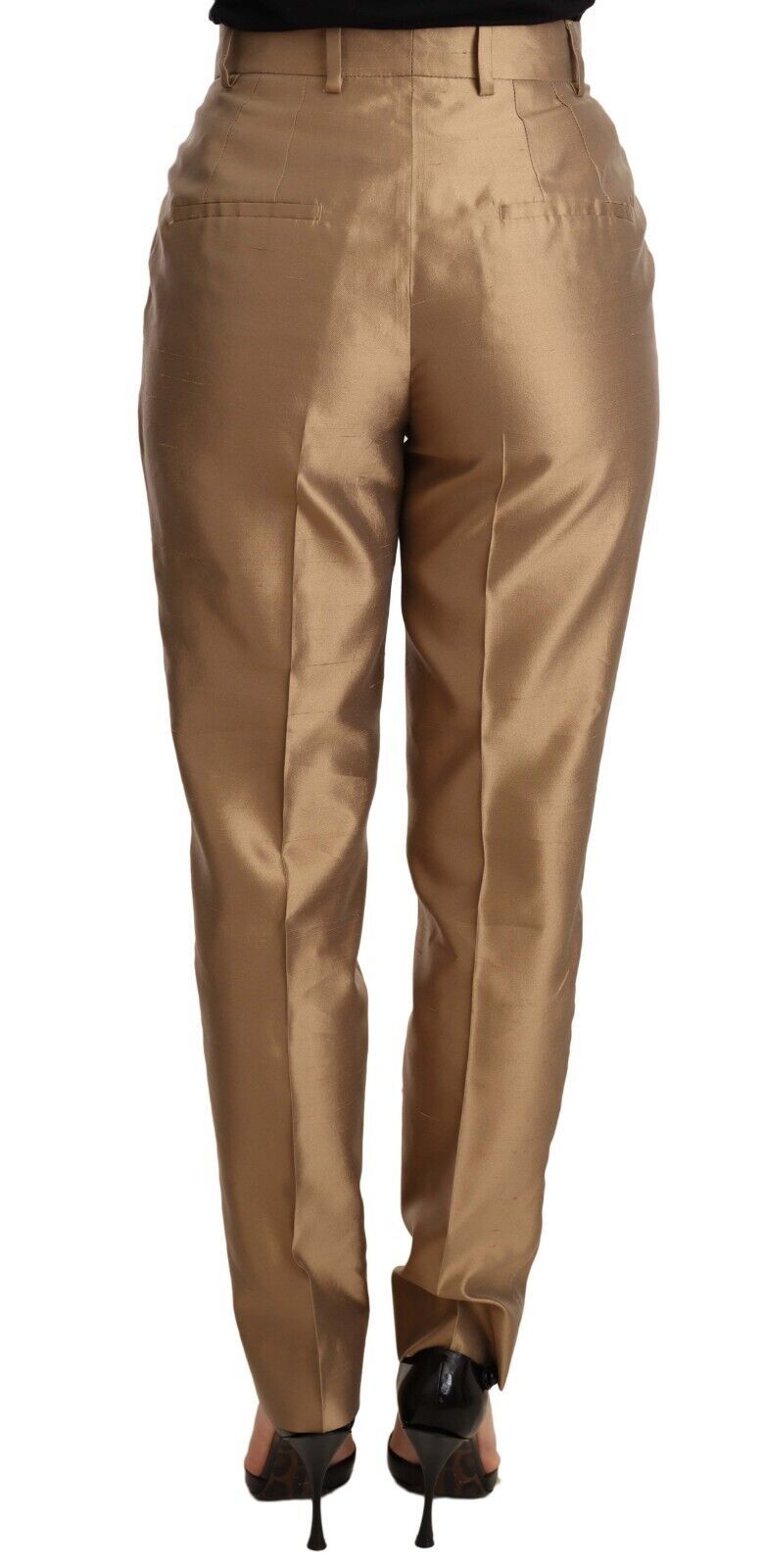 Dolce & Gabbana Goldene Seidenhose, schmal zulaufend, Metallic