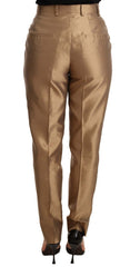 Dolce & Gabbana Goldene Seidenhose, schmal zulaufend, Metallic