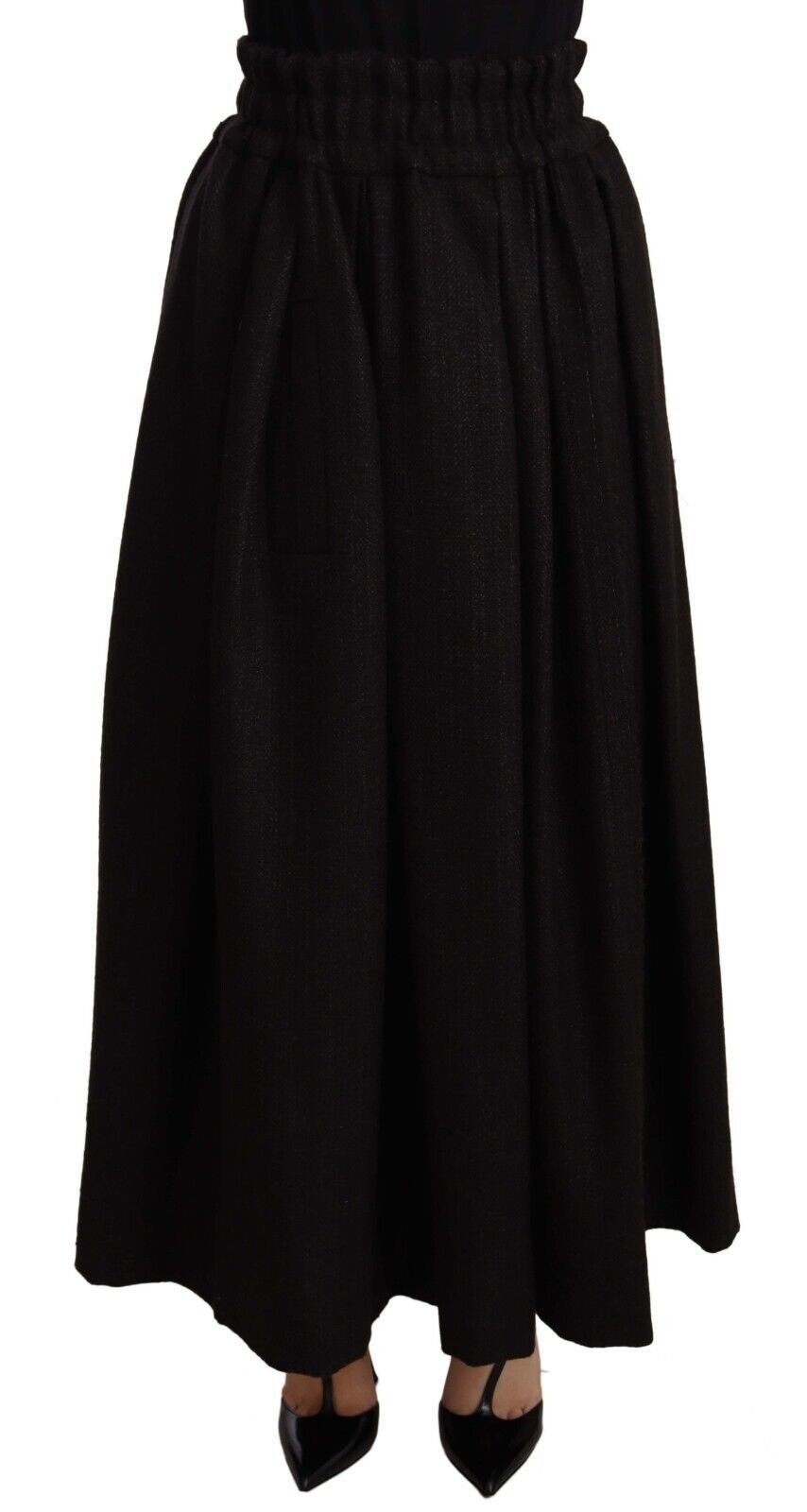 Dolce & Gabbana Schwarzer High-Waist Maxirock aus Wolle