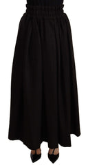 Dolce & Gabbana Schwarzer High-Waist Maxirock aus Wolle