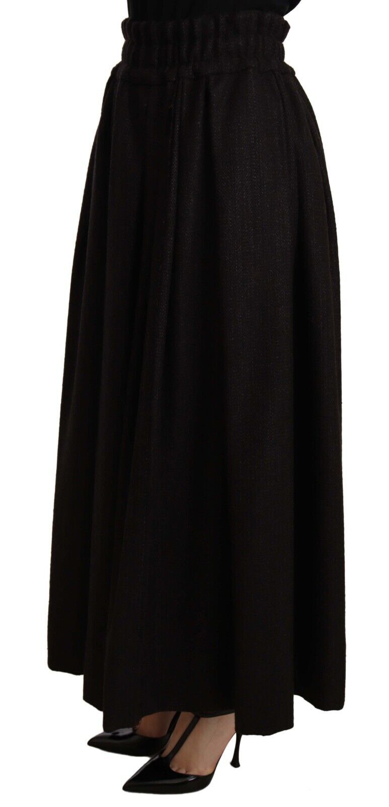 Dolce & Gabbana Schwarzer High-Waist Maxirock aus Wolle