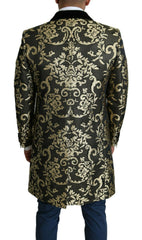 Dolce & Gabbana Schwarzer Gold-Jacquard-Langer Mantel SICILIA Jacke