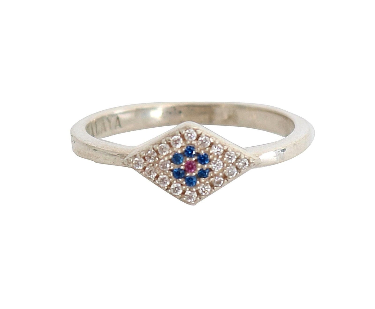 Nialaya Blauw Rood CZ 925 Zilveren Dames Transparante Ring