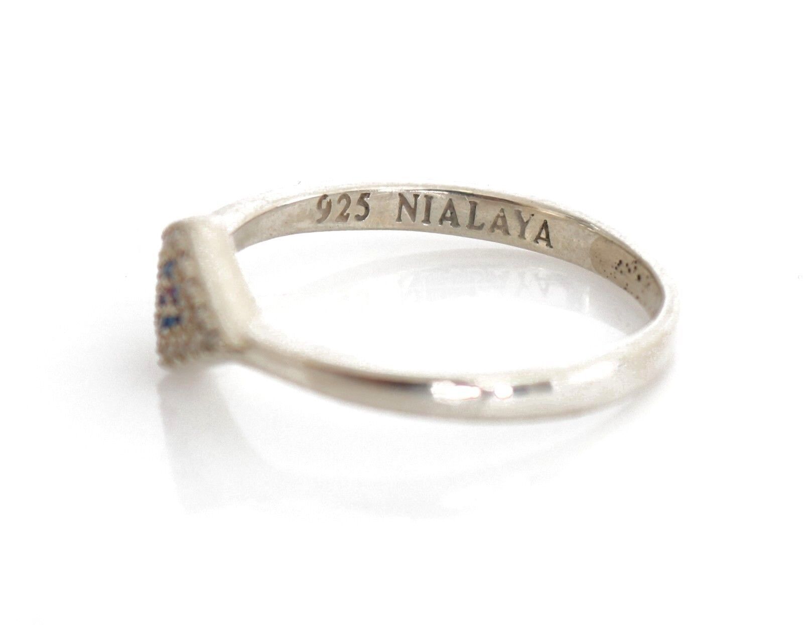 Nialaya Blauw Rood CZ 925 Zilveren Dames Transparante Ring