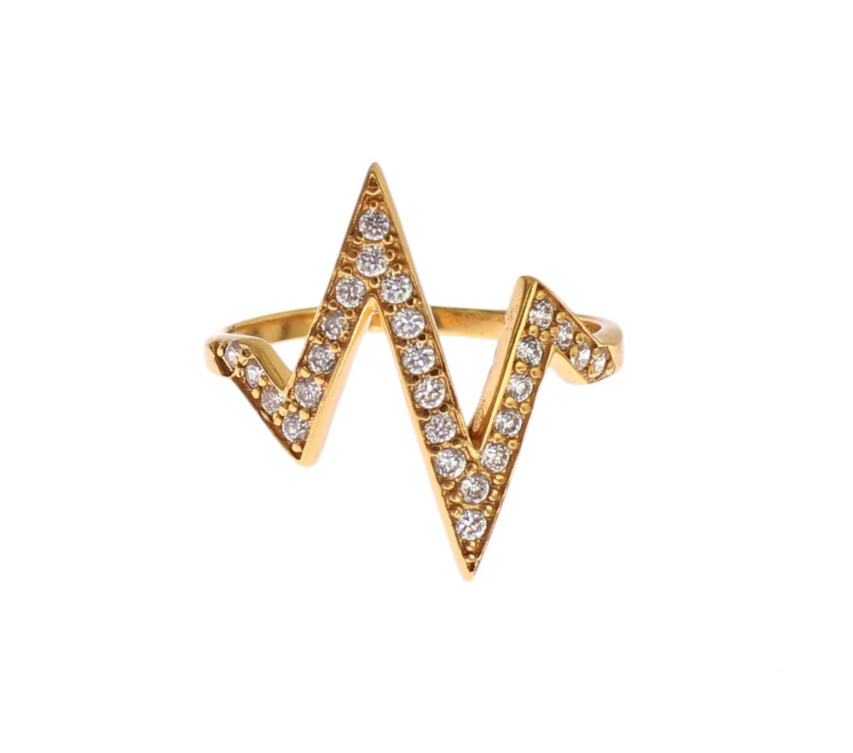 Nialaya Gold 925er Silber Damenring mit klaren Zirkonias 18K