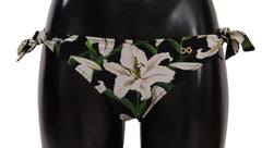 Dolce & Gabbana Bikinislip Schwarzer Lilien-Print Badeanzug Bademode