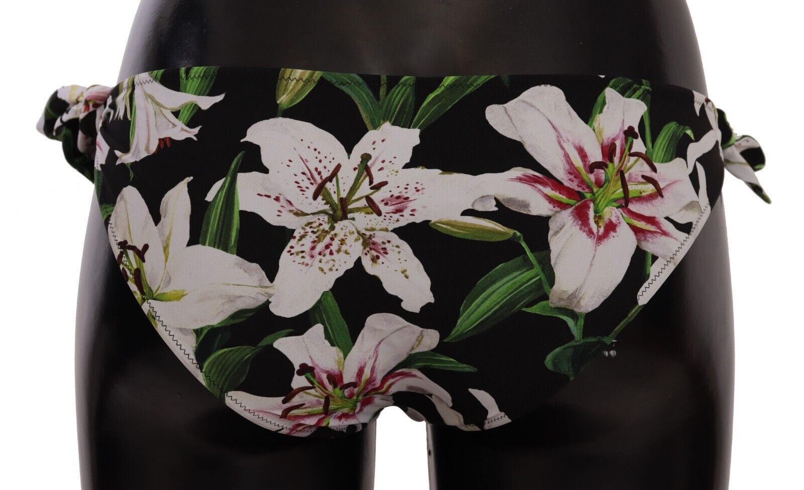 Dolce & Gabbana Bikinislip Schwarzer Lilien-Print Badeanzug Bademode