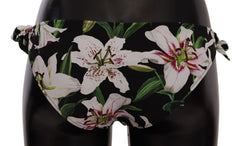 Dolce & Gabbana Bikinislip Schwarzer Lilien-Print Badeanzug Bademode