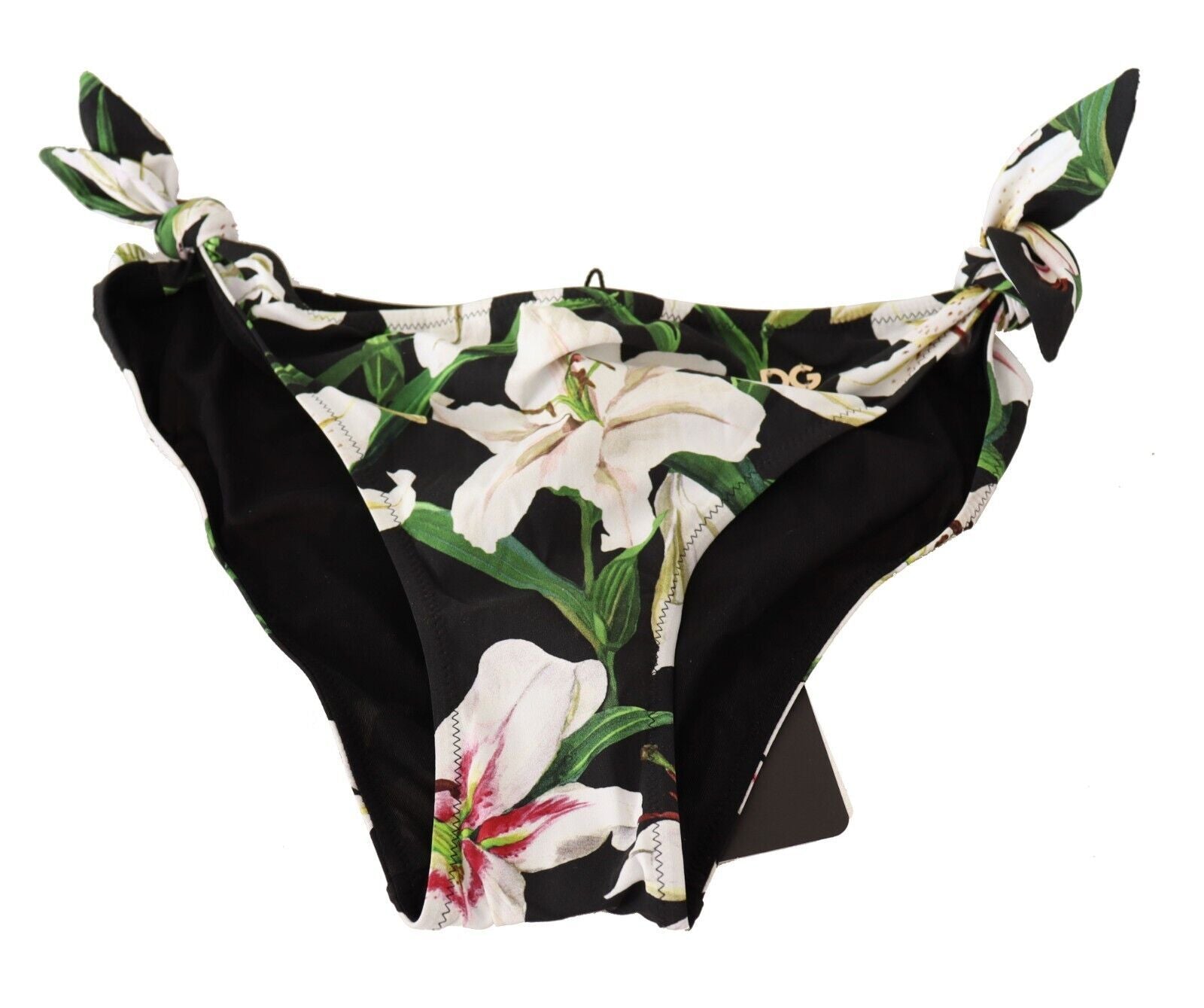 Dolce & Gabbana Bikinislip Schwarzer Lilien-Print Badeanzug Bademode