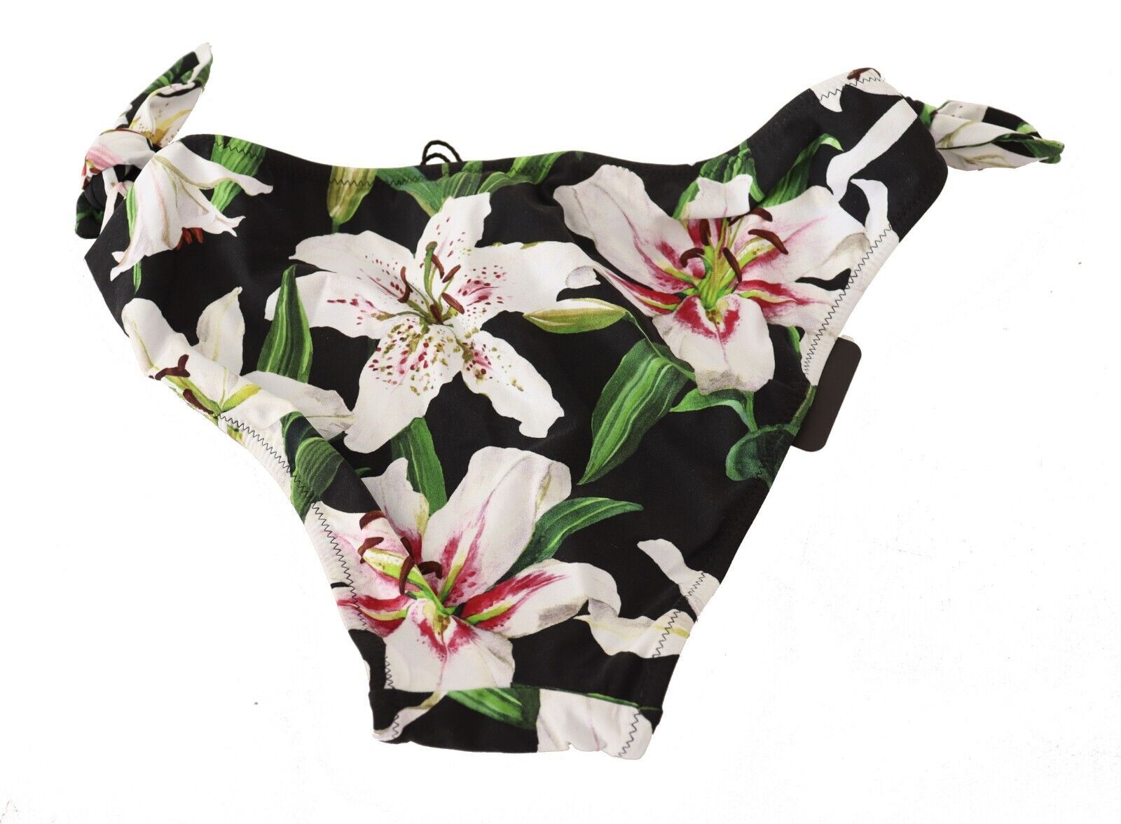 Dolce & Gabbana Bikinislip Schwarzer Lilien-Print Badeanzug Bademode