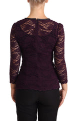 Dolce & Gabbana Paars Kanten Blouse Top met Lange Mouwen
