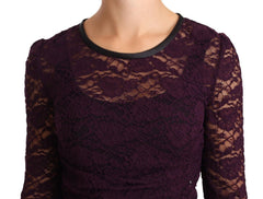 Dolce & Gabbana Paars Kanten Blouse Top met Lange Mouwen