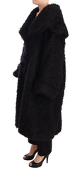 Dolce & Gabbana Schwarzer Mohair Pelz Cape Trenchcoat Jacke