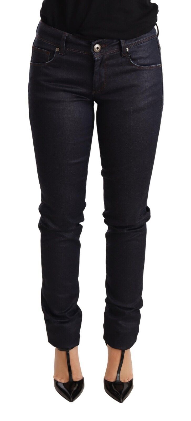 Ermanno Scervino Blue Low Waist Skinny Slim Hose Baumwolle Jeans