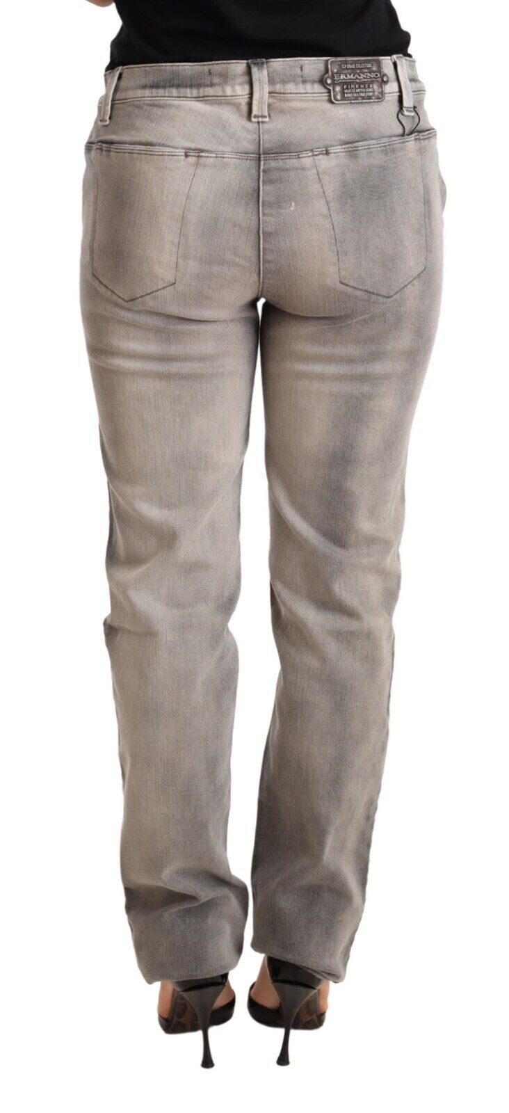 Ermanno Scervino Grau gewaschene Low-Waist Skinny Hose Baumwolljeans
