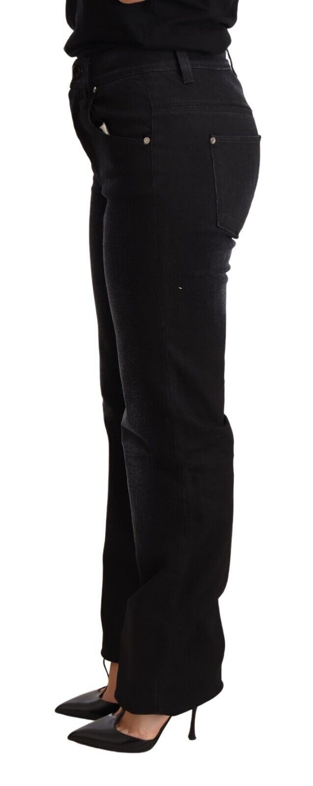 Ermanno Scervino Schwarze gewaschene gerade Jeans aus Baumwolle