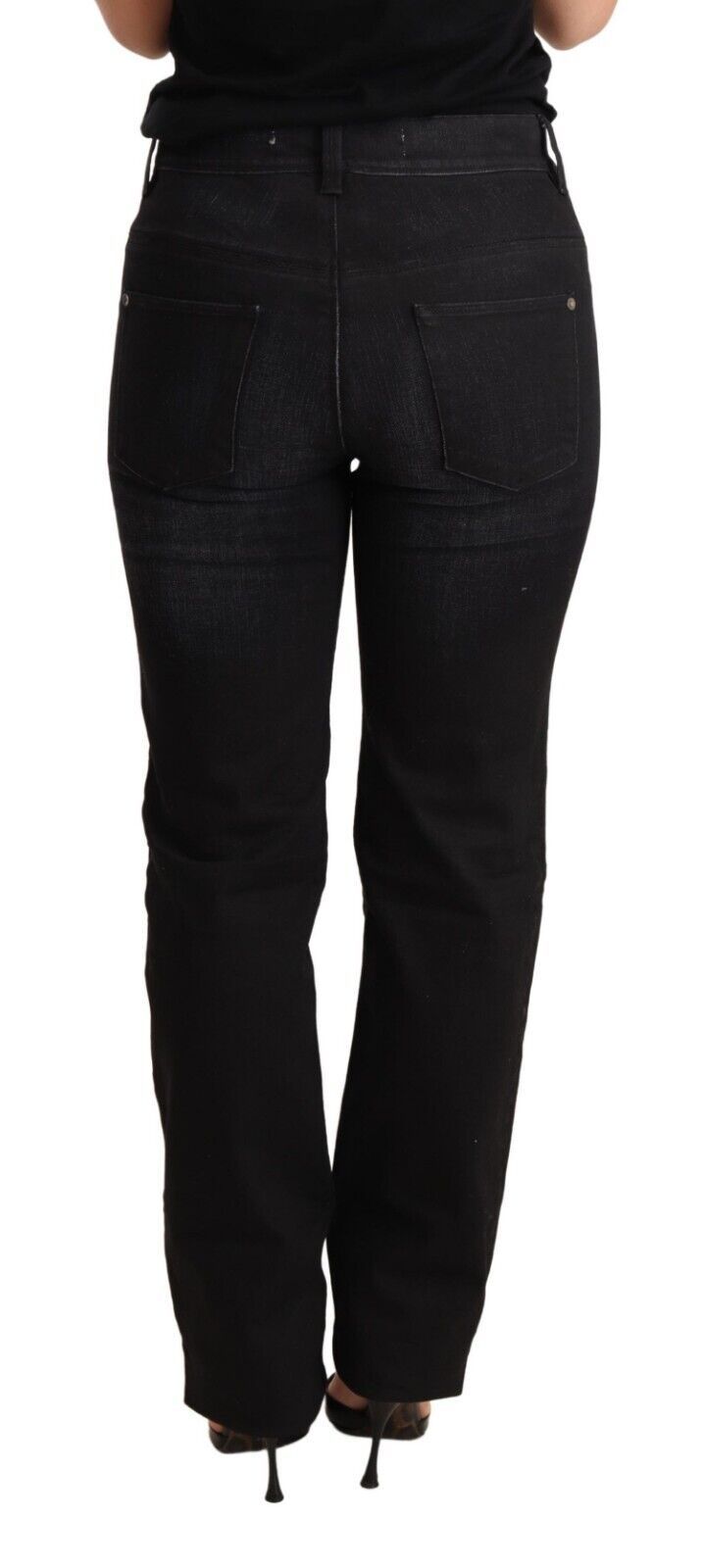 Ermanno Scervino Schwarze gewaschene gerade Jeans aus Baumwolle