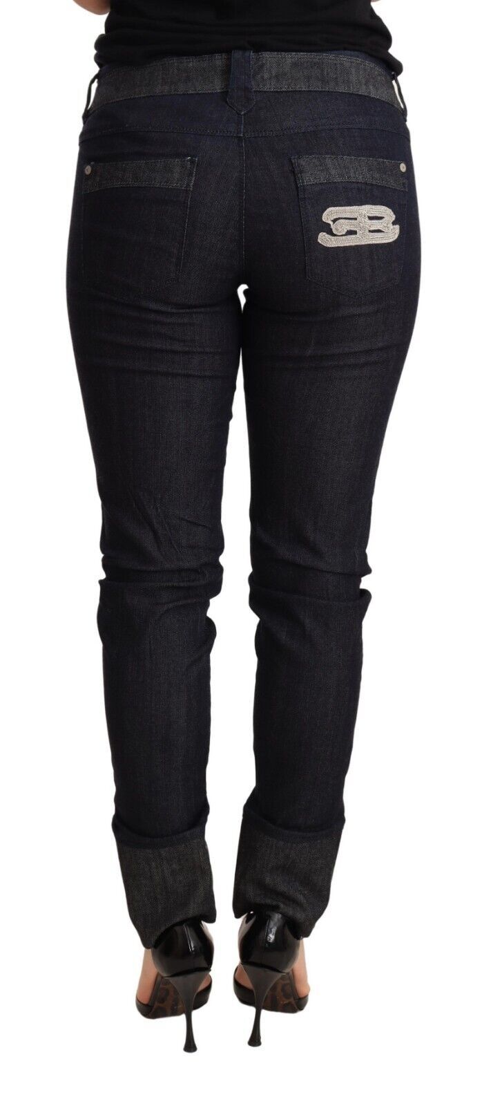 Ermanno Scervino Blue Skinny Jeans aus Baumwolle mit umgeschlagenem Saum