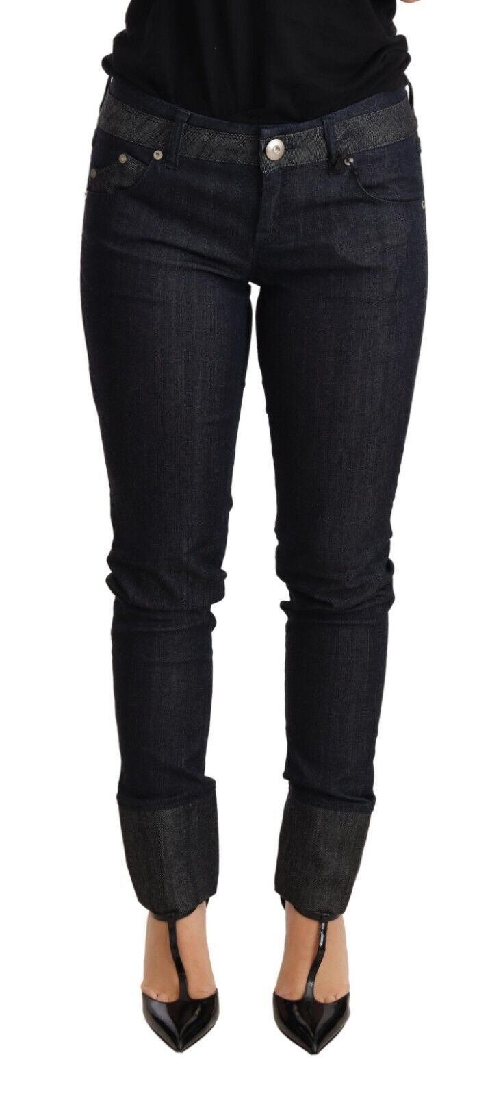 Ermanno Scervino Blue Skinny Jeans aus Baumwolle mit umgeschlagenem Saum