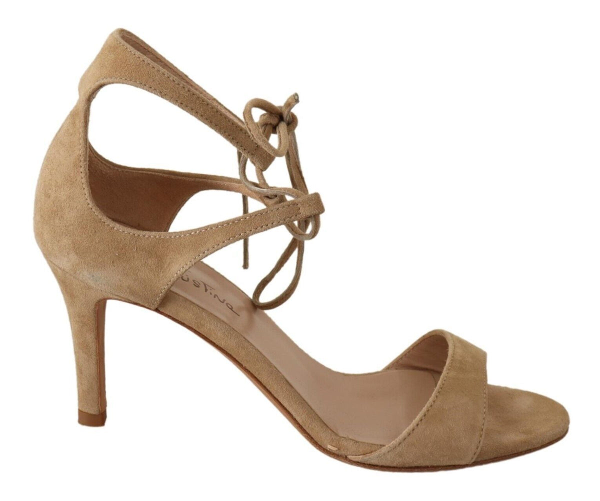 Maria Christina Beige Wildleder Knöchelriemen Pumps Schuhe