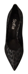 Sofia Schwarze Leopard Leder Stiletto Pumps Schuhe