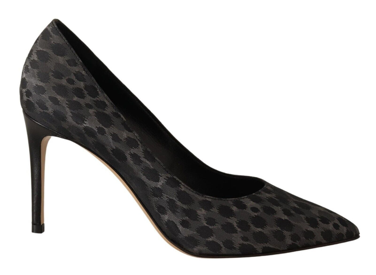 Sofia Schwarze Leopard Leder Stiletto Pumps Schuhe