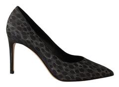 Sofia Schwarze Leopard Leder Stiletto Pumps Schuhe